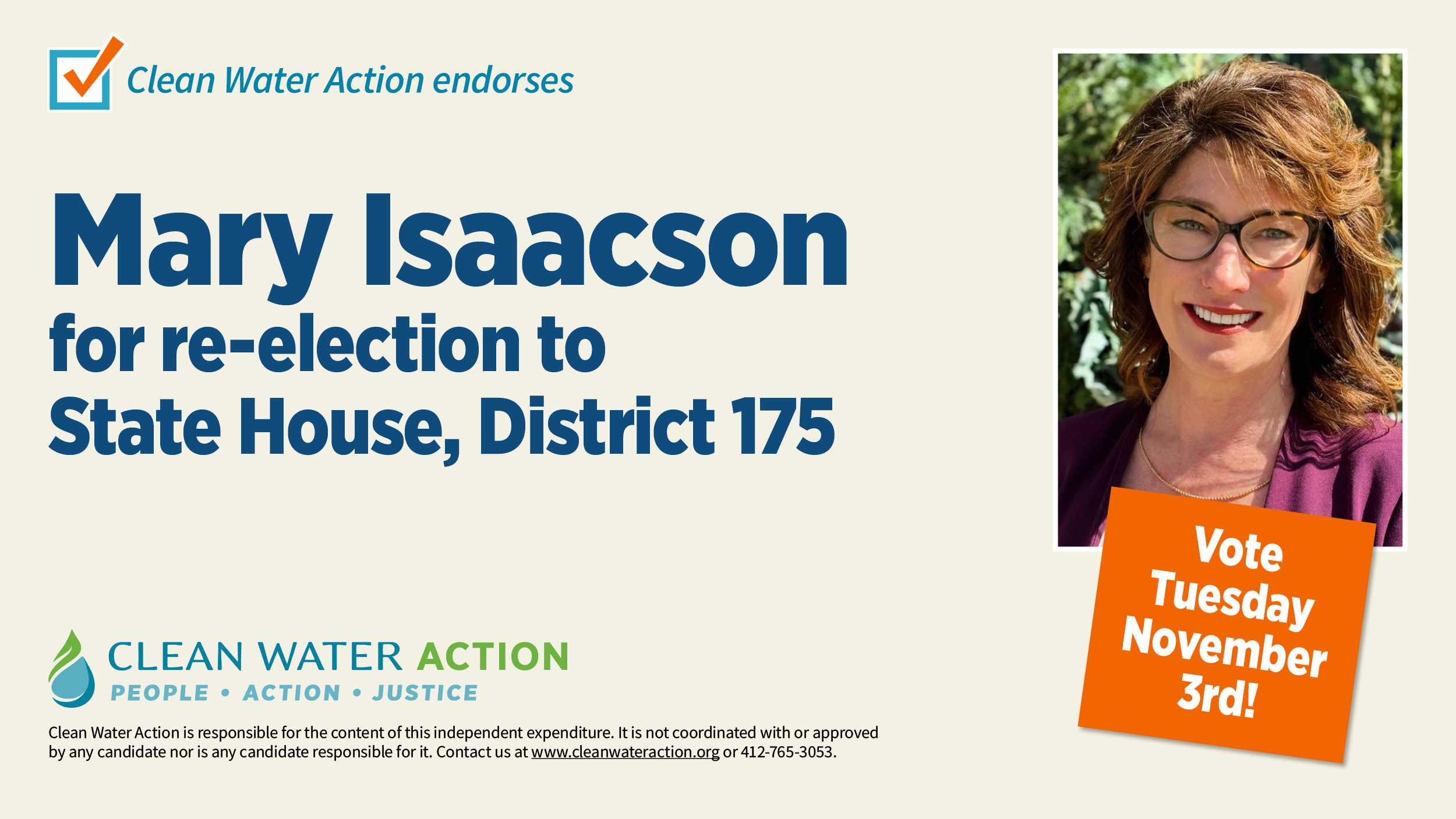 Mary Isaacson, State House, Dist 175 
