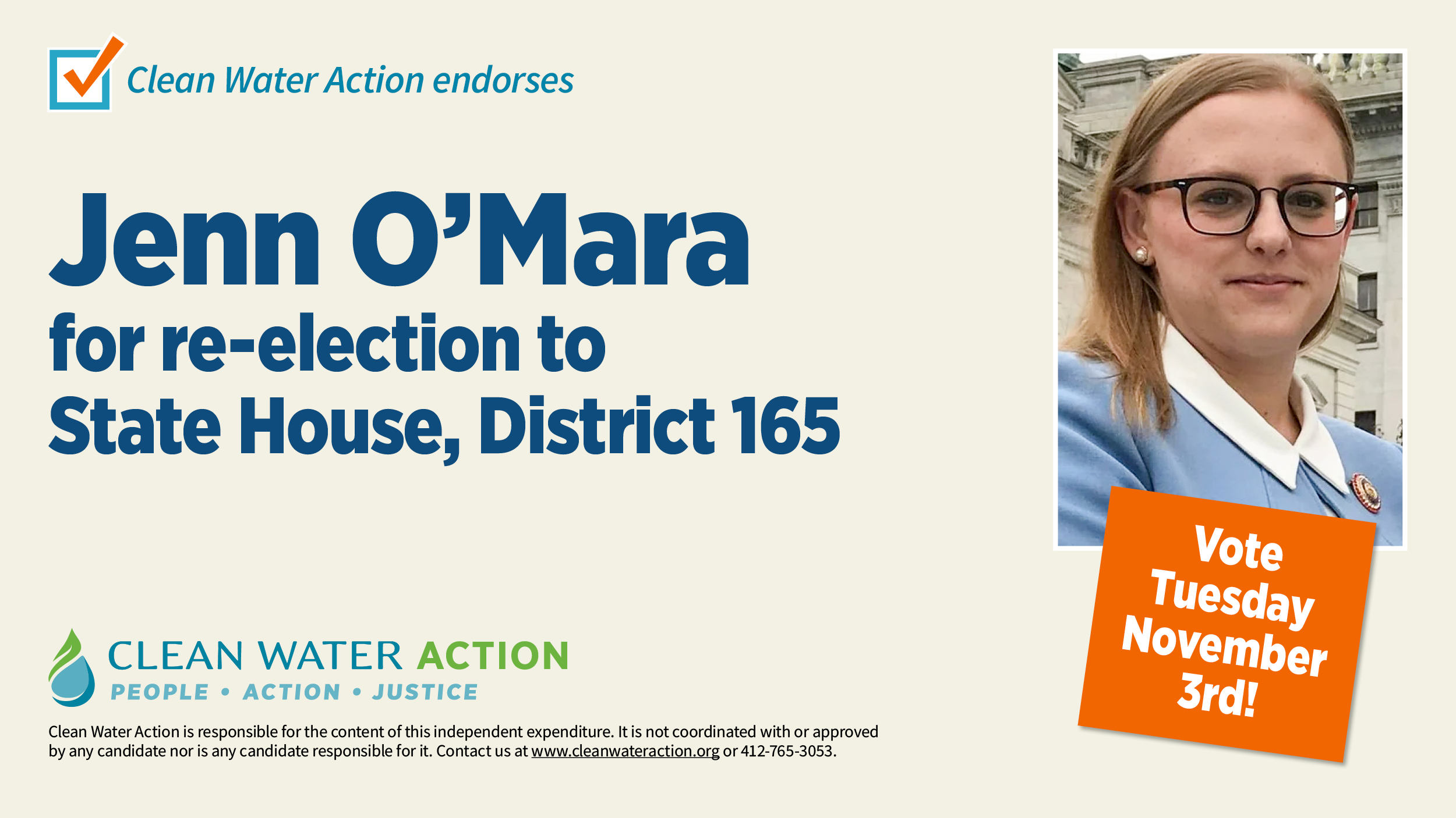 Jenn O'Mara, State House, Dist 165